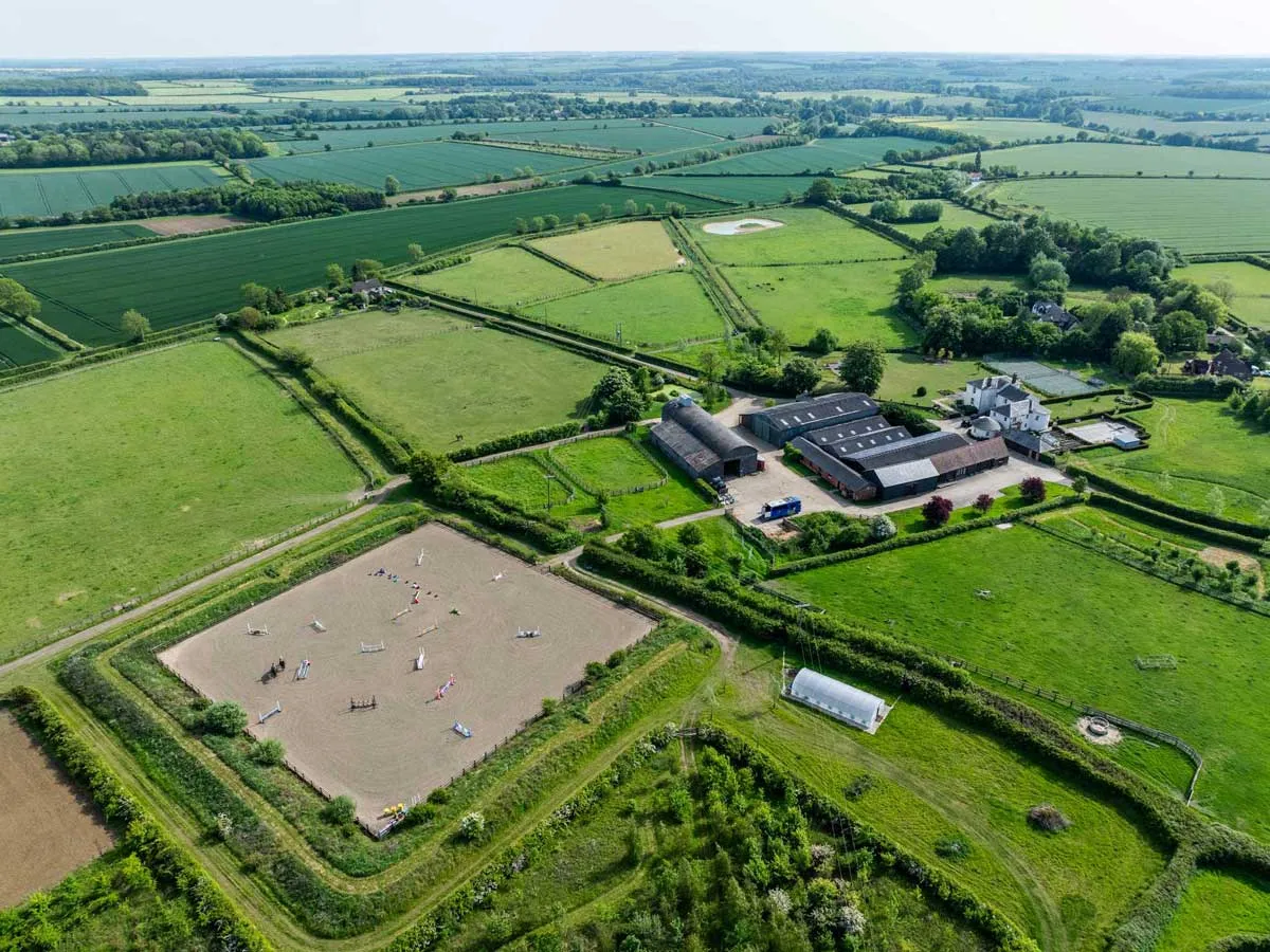 Freedom Farm aerial view of equestrian menage